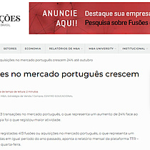 Fuses e aquisies no mercado portugus crescem 24% at outubro